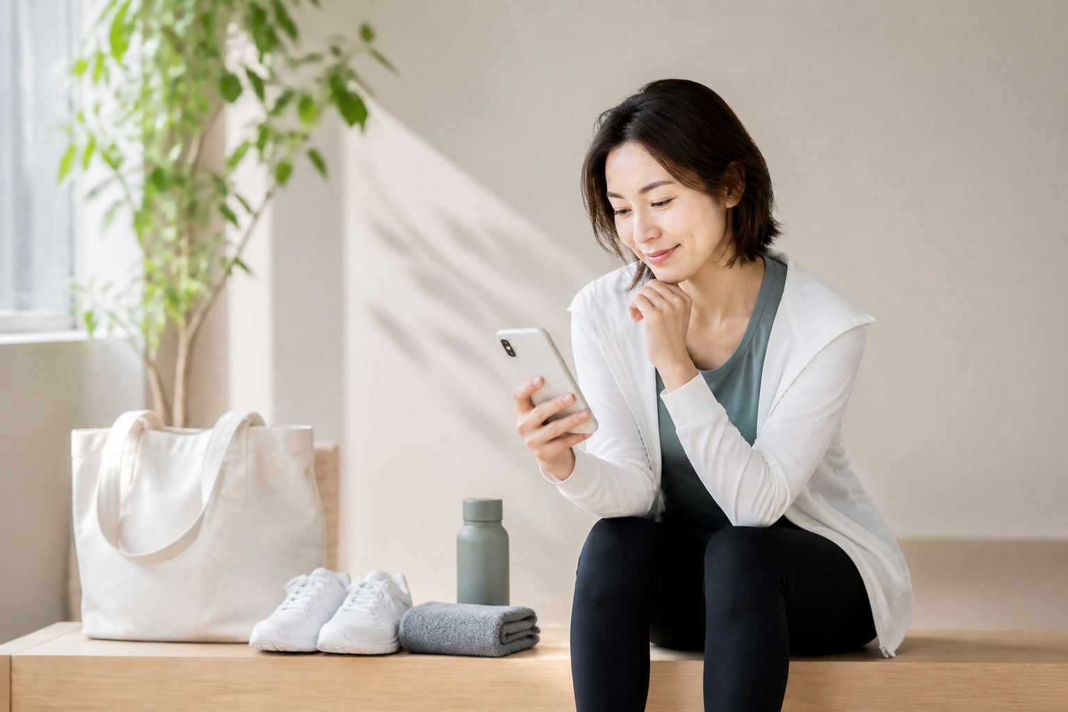 見学と無料体験のどちらにするかを考える人のイメージ